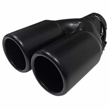 Uitlaatsierstuk Steel / Black - 2x round 76mm - length 220mm - 45-60mm connection
