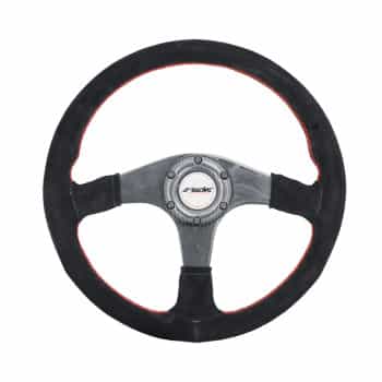 Simoni Racing High-End Racing Sports Handlebar Walter 350mm - Real Carbon - Black Suede + Red Stitching