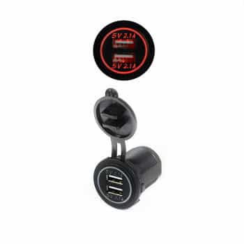 Dual USB car charger 12V/24V 4.2A / Red (Bulk)