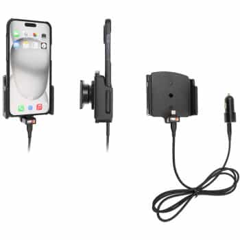 Apple iPhone 15 Plus / 15 Pro MAX , Active adjustable holder with 12V USB SIG-Plug 70-83mm