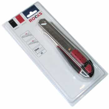 Rooks Stanley knife metal 18 mm, including 5 spare knives