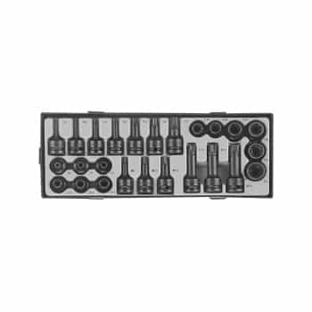 1/2" 25 piece DR. Impact torx socket & torx and multi-tooth socket wrench bit set