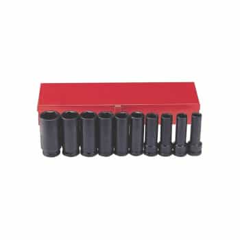 Force 4107S 1/2" Impact socket set (6-sided) long SAE 10 pieces