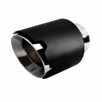 Simoni Racing Exhaust Trim Round/Slanted Matt Black+Stainless Steel - Ø116xL170mm - Mounting 42-74mm