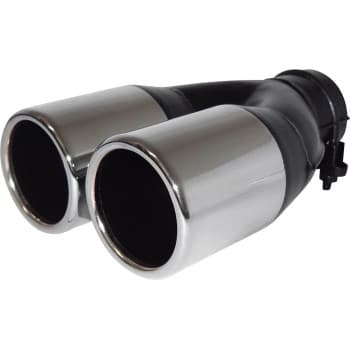 Uitlaatsierstuk Staal / Chroom - 2x round 75mm - length 220mm - -> 60mm connection